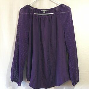 Daisy Fuentes Sheer Sleeve Purple Top
